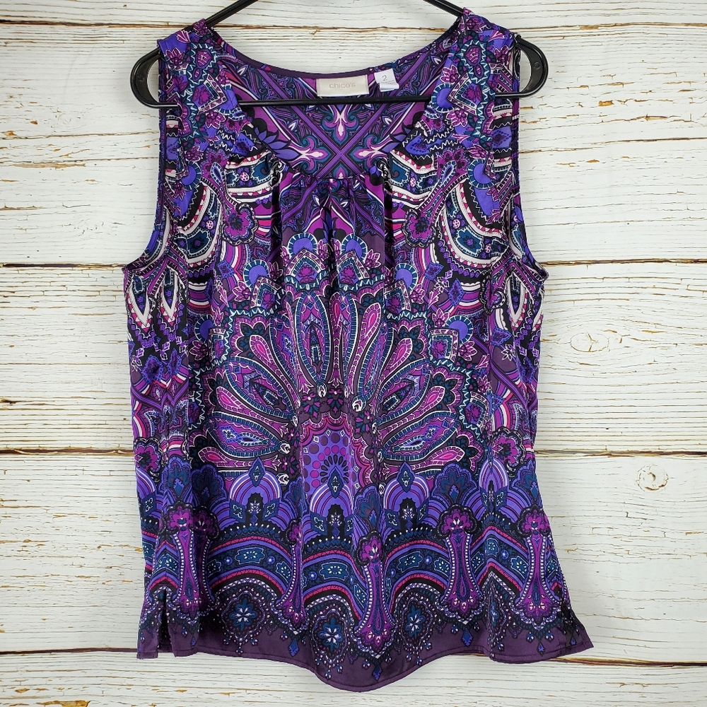 Chico's Purple Print Sleeveless Top